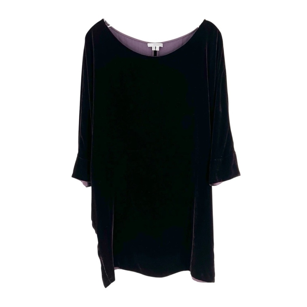 vince Silk Blend Velvet Tunic Womens Size Large Plum Burgundy Dolman Sleeve